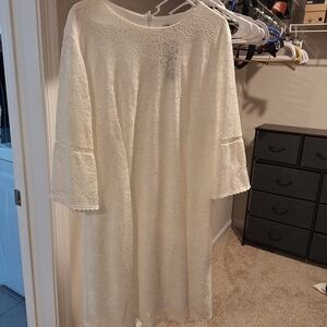 Zeagoo Cream Lace Long Sleeve Dress